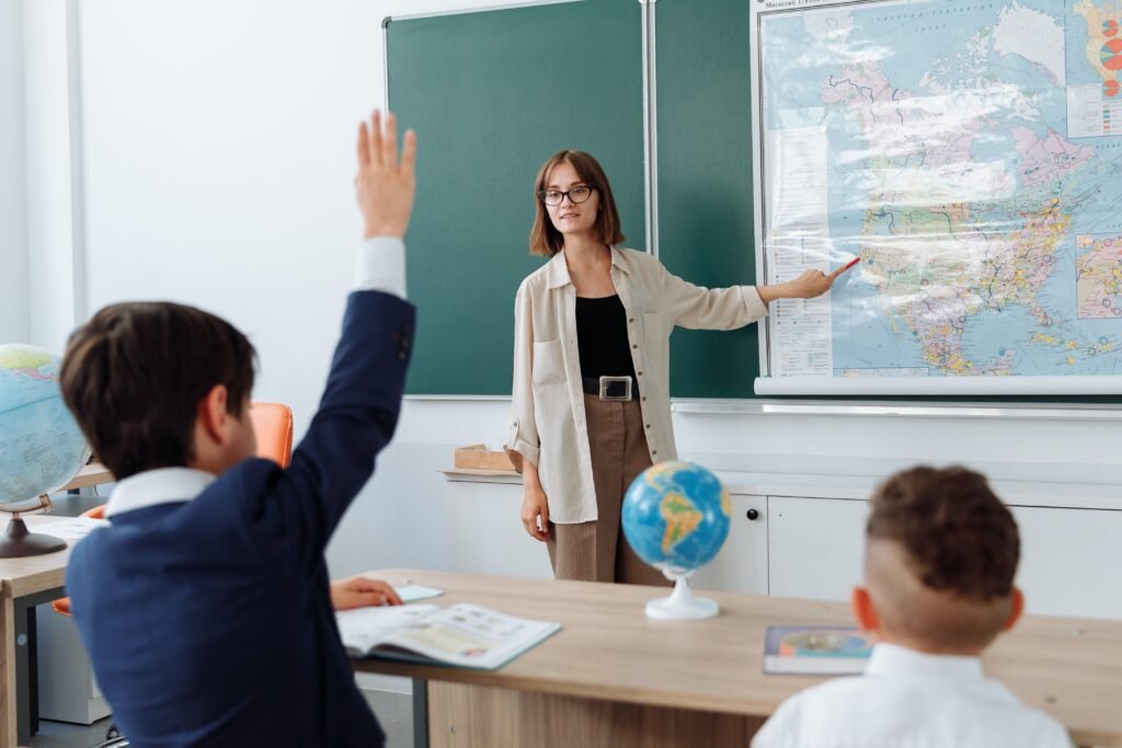 Teacher Discussing Her Lesson About Geography